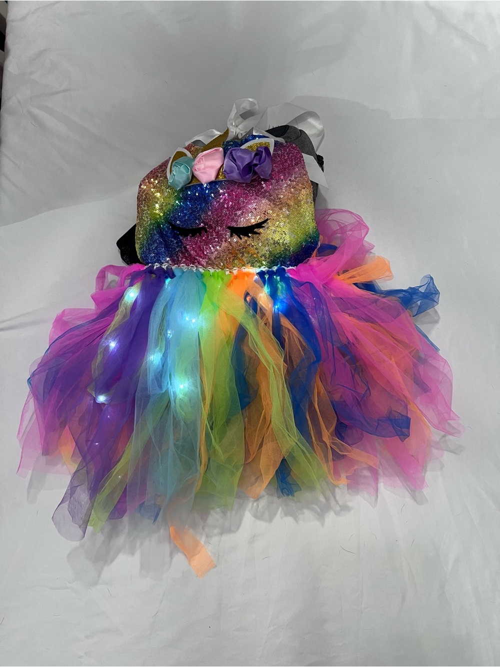 Girls Light Up Rainbow Unicorn Tutu Dress Size 6T